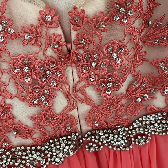 NIGHT STUDIO Coral Rhinestone PROM Embroidered Bodice  Bridesmaid Dress 8 - Picture 10 of 16